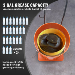Grease Pump, 40L Capacity, Air Operated Grease Pump with 3.88 m High Pressure Hose and Grease Gun, Pneumatic Grease Bucket Pump with Wheels, Portable Lubrication Grease Pump 50:1 Pressure Ratio
