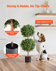 Artificial Topiary Boxwood Double Ball, 2 Set 914mm Faux Boxwood Plant Balls, Fake Silk Tree Look Real, Easy Assembly for Decor Front Porch Outdoor Patio Garden Balcony Backyard Indoor