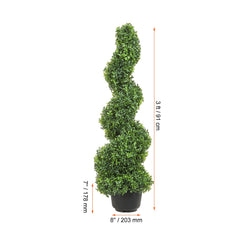 Artificial Topiaries Boxwood Trees, 7.6cm Tall (2 Pieces) Faux Topiary Plant Outdoor, All-year Green Feaux Plant w/ Replaceable Leaves for Decorative Indoor/Outdoor/Garden