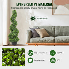 Artificial Topiaries Boxwood Trees, 7.6cm Tall (2 Pieces) Faux Topiary Plant Outdoor, All-year Green Feaux Plant w/ Replaceable Leaves for Decorative Indoor/Outdoor/Garden