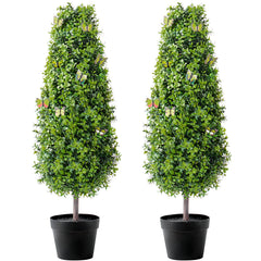 2 Pack 91.4cm Artificial Boxwood Topiary Tree Faux Plant UV Decor In/Outdoor