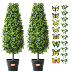 2 Pack 91.4cm Artificial Boxwood Topiary Tree Faux Plant UV Decor In/Outdoor