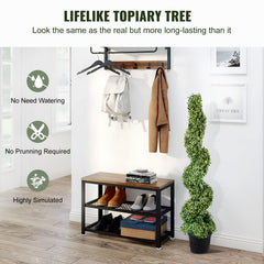 Artificial Topiaries Boxwood Trees, 10cm Tall (2 Pieces) Faux Topiary Plant Outdoor, All-year Green Feaux Plant w/ Replaceable Leaves for Decorative Indoor/Outdoor/Garden