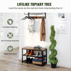 Artificial Topiaries Boxwood Trees, 10cm Tall (2 Pieces) Faux Topiary Plant Outdoor, All-year Green Feaux Plant w/ Replaceable Leaves for Decorative Indoor/Outdoor/Garden