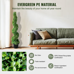 Artificial Topiaries Boxwood Trees, 10cm Tall (2 Pieces) Faux Topiary Plant Outdoor, All-year Green Feaux Plant w/ Replaceable Leaves for Decorative Indoor/Outdoor/Garden