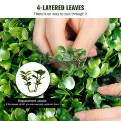 Artificial Topiaries Boxwood Trees, 10cm Tall (2 Pieces) Faux Topiary Plant Outdoor, All-year Green Feaux Plant w/ Replaceable Leaves for Decorative Indoor/Outdoor/Garden