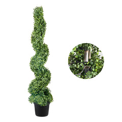 Artificial Topiaries Boxwood Trees, 10cm Tall (2 Pieces) Faux Topiary Plant Outdoor, All-year Green Feaux Plant w/ Replaceable Leaves for Decorative Indoor/Outdoor/Garden