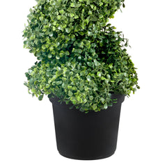 Artificial Topiaries Boxwood Trees, 10cm Tall (2 Pieces) Faux Topiary Plant Outdoor, All-year Green Feaux Plant w/ Replaceable Leaves for Decorative Indoor/Outdoor/Garden
