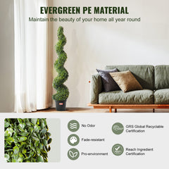 2 Pack 152.4cm Artificial Boxwood Topiary Tree Faux Plant UV Decor In/Outdoor