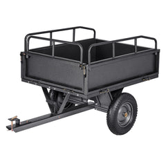 Garden Utility Trailer, 10 Cu. Ft & 227 kg Capacity, ATV UTV Hauling Trailer, Tow Behind Steel Dump Cart with 14" Tires, Hand Pull or Foot Pedal, Heavy Duty Yard Trailers for Lawn Mower Tractor