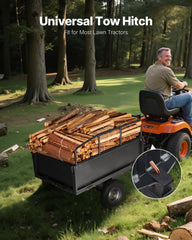 Garden Utility Trailer, 17 Cu. Ft & 272 kg Capacity, ATV UTV Hauling Trailer, Tow Behind Steel Dump Cart with 16" Tires, Hand Pull or Foot Pedal, Heavy Duty Yard Trailers for Lawn Mower Tractor