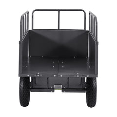 Garden Utility Trailer, 17 Cu. Ft & 272 kg Capacity, ATV UTV Hauling Trailer, Tow Behind Steel Dump Cart with 16" Tires, Hand Pull or Foot Pedal, Heavy Duty Yard Trailers for Lawn Mower Tractor