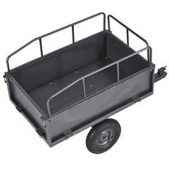 Garden Utility Trailer, 17 Cu. Ft & 272 kg Capacity, ATV UTV Hauling Trailer, Tow Behind Steel Dump Cart with 16" Tires, Hand Pull or Foot Pedal, Heavy Duty Yard Trailers for Lawn Mower Tractor