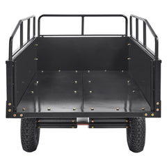 Heavy Duty ATV Trailer Steel Dump Cart, 750-Pound 15 Cubic Feet, Garden Utility Trailer with Removable Sides for Riding Lawn Mower Tractor
