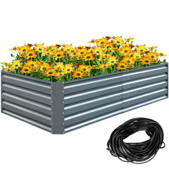 Galvanized Raised Garden Bed, 203 x 102 x 48 cm Metal Planter Box, Gray Steel Plant Raised Garden Bed Kit, Planter Boxes Outdoor for Growing Vegetables,Flowers,Fruits,Herbs,and Succulents