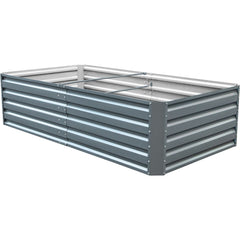 Galvanized Raised Garden Bed, 203 x 102 x 48 cm Metal Planter Box, Gray Steel Plant Raised Garden Bed Kit, Planter Boxes Outdoor for Growing Vegetables,Flowers,Fruits,Herbs,and Succulents