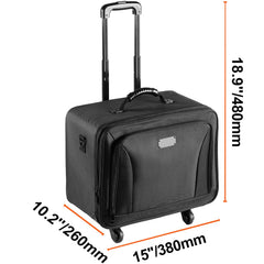 Rolling Makeup Train Case Large Storage 3 Tiers, Convenient Carry With Handle, Wheels, Strap, Professional Makeup Storage Organizer Box Make Up Carrier Waterproof Oxford, Black
