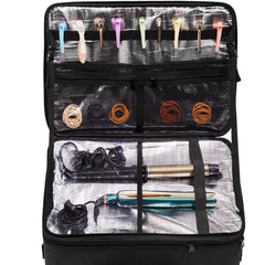 Rolling Makeup Train Case Large Storage 3 Tiers, Convenient Carry With Handle, Wheels, Strap, Professional Makeup Storage Organizer Box Make Up Carrier Waterproof Oxford, Black