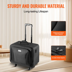 Rolling Makeup Train Case Large Storage 3 Tiers, Convenient Carry With Handle, Wheels, Strap, Professional Makeup Storage Organizer Box Make Up Carrier Waterproof Oxford, Black