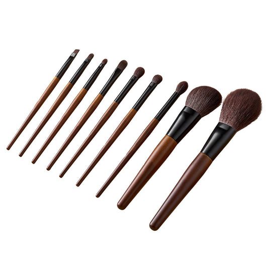 9-Piece Makeup Brush Set for Foundation Blending Eyeshadow, Professional Makeup Brush Kit with Soft Natural Wool & Vegan Synthetic Bristles, Ergonomic Wood Handle, Travel-Friendly Storage Bag
