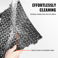 Modular Interlocking Cushion, 50 Pack 30 x 30 cm Splicing Drainage Mats, PVC Interlocking Drainage Floor Tiles, Non-Slip Drainage Holes for Restroom, Bathroom, Kitchen, Pool, Wet Area, Black