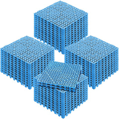 Modular Interlocking Cushion, 50 Pack 30 x 30 cm Splicing Drainage Mats, Soft PVC Interlocking Drainage Floor Tiles, Non-Slip Drainage Holes for Restroom, Bathroom, Kitchen, Pool, Wet Area, Blue