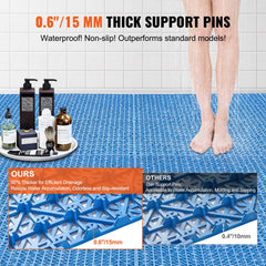 Modular Interlocking Cushion, 50 Pack 30 x 30 cm Splicing Drainage Mats, Soft PVC Interlocking Drainage Floor Tiles, Non-Slip Drainage Holes for Restroom, Bathroom, Kitchen, Pool, Wet Area, Blue