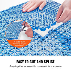 Modular Interlocking Cushion, 50 Pack 30 x 30 cm Splicing Drainage Mats, Soft PVC Interlocking Drainage Floor Tiles, Non-Slip Drainage Holes for Restroom, Bathroom, Kitchen, Pool, Wet Area, Blue