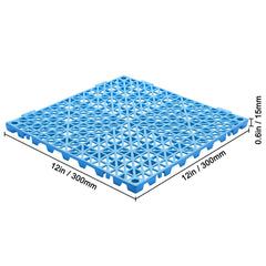Modular Interlocking Cushion, 50 Pack 30 x 30 cm Splicing Drainage Mats, Soft PVC Interlocking Drainage Floor Tiles, Non-Slip Drainage Holes for Restroom, Bathroom, Kitchen, Pool, Wet Area, Blue