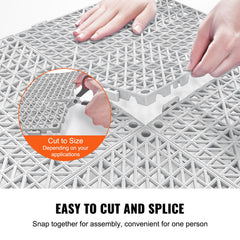 Modular Interlocking Cushion, 12 Pack 30 x 30 cm Splicing Drainage Mats, Soft PVC Interlocking Drainage Floor Tiles, Non-Slip Drainage Holes for Restroom, Bathroom, Kitchen, Pool, Wet Area, Gray