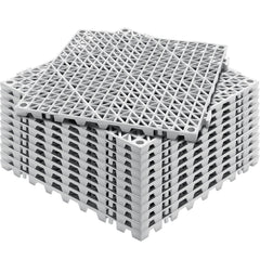 Modular Interlocking Cushion, 12 Pack 30 x 30 cm Splicing Drainage Mats, Soft PVC Interlocking Drainage Floor Tiles, Non-Slip Drainage Holes for Restroom, Bathroom, Kitchen, Pool, Wet Area, Gray