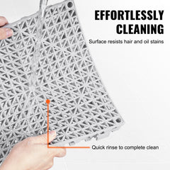 Modular Interlocking Cushion, 50 Pack 30 x 30 cm Splicing Drainage Mats, Soft PVC Interlocking Drainage Floor Tiles, Non-Slip Drainage Holes for Restroom, Bathroom, Kitchen, Pool, Wet Area, Gray