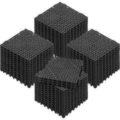 Modular Interlocking Cushion, 55 Pack 30 x 30 cm Splicing Drainage Mats, PVC Interlocking Drainage Floor Tiles, Non-Slip Drainage Holes for Restroom, Bathroom, Kitchen, Pool, Wet Area, Black
