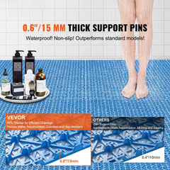 Modular Interlocking Cushion, 55 Pack 30 x 30 cm Splicing Drainage Mats, Soft PVC Interlocking Drainage Floor Tiles, Non-Slip Drainage Holes for Restroom, Bathroom, Kitchen, Pool, Wet Area, Blue