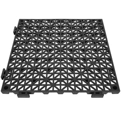 Modular Interlocking Cushion, 12 Pack 30 x 30 cm Splicing Drainage Mats, PVC Interlocking Drainage Floor Tiles, Non-Slip Drainage Holes for Restroom, Bathroom, Kitchen, Pool, Wet Area, Black