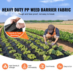 5FTx250FT Premium Heavy Duty Weed Barrier Landscape Fabric, 5OZ Woven Geotextile Fabric Under Gravel, High Permeability for Weed Blocker Weed Mat, Driveway Fabric, Weed Control Garden Cloth