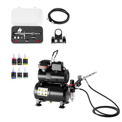 Airbrush Kit Air Brush Kit 1/6 HP Air Compressor Tank 1 Airbrush 3 Tips