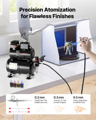Airbrush Kit Air Brush Kit 1/6 HP Air Compressor Tank 1 Airbrush 3 Tips
