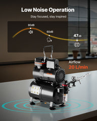 Airbrush Kit Air Brush Kit 1/6 HP Air Compressor Tank 1 Airbrush 3 Tips