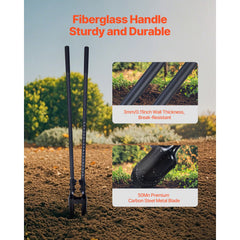 Post Hole Digger, Heavy Duty Post Hole Digger with Fiberglass Handle, Manual Hole Digger with Scale Markings and Metal Blade, Post Hole Digger Tool for Digging Gardening and Outdoors, 1460 mm