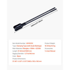 Post Hole Digger, Heavy Duty Post Hole Digger with Fiberglass Handle, Manual Hole Digger with Scale Markings and Metal Blade, Post Hole Digger Tool for Digging Gardening and Outdoors, 1460 mm