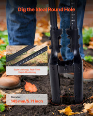 Post Hole Digger, Heavy Duty Post Hole Digger with Fiberglass Handle, Manual Hole Digger with Scale Markings and Metal Blade, Post Hole Digger Tool for Digging Gardening and Outdoors, 1460 mm