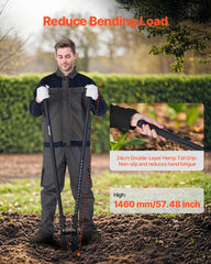 Post Hole Digger, Heavy Duty Post Hole Digger with Fiberglass Handle, Manual Hole Digger with Scale Markings and Metal Blade, Post Hole Digger Tool for Digging Gardening and Outdoors, 1460 mm
