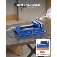 Drill Press Vise, 4 Inch Jaw Width, Portable Bench Vise, Slotted Base for Easy Installation, Durable Cast Iron Construction, Workbench Vice, for Woodworking, Metalworking, Drilling, and Cutting