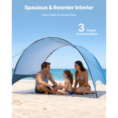 Beach Tent Sun Shelter for 3 Person, UPF 50+ Protection, Portable Sun Shade Canopy with Carrying Bag & Ground Stakes, Lightweight and Easy Setup Beach Umbrella for Camping Fishing Outdoor Picnic