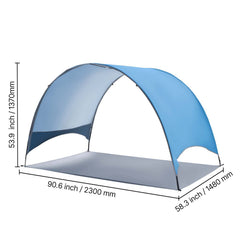 Beach Tent Sun Shelter for 3 Person, UPF 50+ Protection, Portable Sun Shade Canopy with Carrying Bag & Ground Stakes, Lightweight and Easy Setup Beach Umbrella for Camping Fishing Outdoor Picnic
