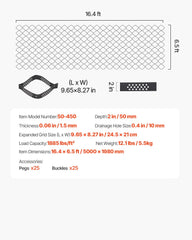 Ground Grid 2-Inch Depth Geocell Grid 16.4x6.5FT / 5000x1980mm for Gravel