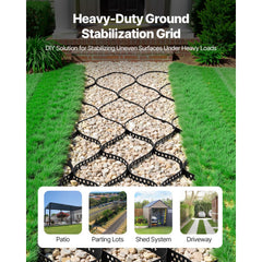 Gravel Grid, 75mm Depth, 5.2 x 2.7m, 853kg Per Sq ft Grass Ground Retainer, Permeable Geo Grids Driveway Stabilization, for Garden, Patio, Walkway, RV Parking Slopes