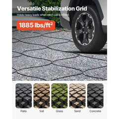 Gravel Grid, 75mm Depth, 5.2 x 2.7m, 853kg Per Sq ft Grass Ground Retainer, Permeable Geo Grids Driveway Stabilization, for Garden, Patio, Walkway, RV Parking Slopes