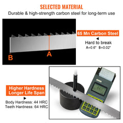 Band Saw Blade, 1650*16*0.56mm, 5 PCS/Pack Meat Bandsaw Blades for Replacement, Carbon Steel Blade, Meat Cutting Blade Wrapped by Rust-Proof Paper, Fit for Commercial Bone Saw Machines